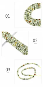Macro view of natural green jade beads for DIY jewelry with smooth polished surface