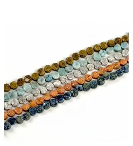 Macro shot of 8mm colorful druzy stone beads for DIY jewelry making and handmade crafts