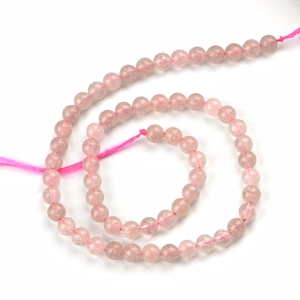 Natural strawberry quartz 6mm round beads strand with glossy pink finish for jewelry making