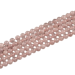 Strand of polished 6mm pink strawberry quartz round beads for jewelry making and DIY crafts