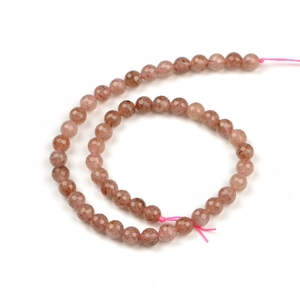8mm faceted strawberry quartz beads for jewelry making DIY on white background