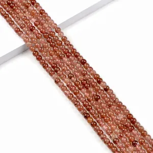 Natural strawberry quartz 6mm round crystal beads for DIY jewelry making and decoration