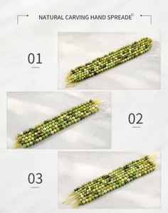 Macro detail of faceted green natural stone beads for DIY jewelry making and craft