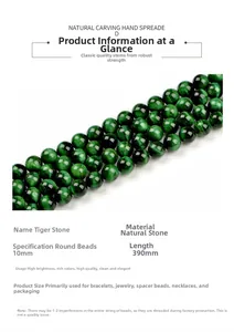 Makro-Detail von 10mm grünen Tigerauge-Steinperlen für Schmuck mit natürlicher Textur