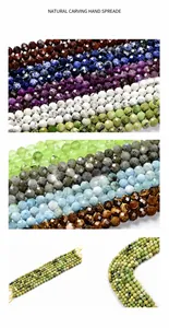 Macro detail of faceted natural stone beads showing various colors for jewelry making