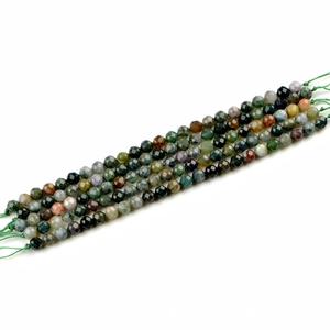 Perles facettées en agate d'Inde pour la création de bijoux en vert et gris naturel