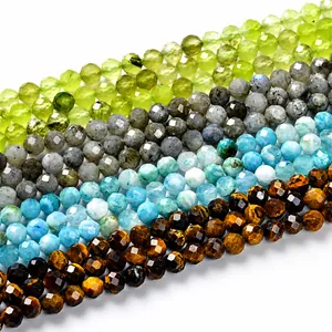Faceted tiger eye and gemstone beads strings in multi-color options for jewelry making