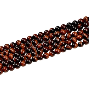 Cuentas redondas de ojo de tigre rojo pulido de 8 mm para fabricación de joyas