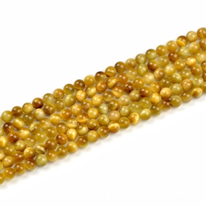 Perles Rondes en Pierre Naturelle Oeil de Tigre Or 6mm Polies Perles en Vrac pour Création de Bijoux DIY Bracelet Collier