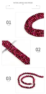 Detailed macro view of faceted rose red tiger eye stone beads for DIY jewelry making