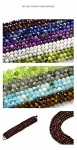 Macro view of faceted natural stone beads in various colors for DIY jewelry making