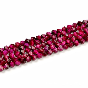 Perline in Pietra Occhio di Tigre Naturale Fucsia a Forma di Stella Taglio Diamante Sfaccettate per Creazione Gioielli Fai da Te Donna