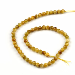 Fil de perles naturelles en œil de tigre 6mm avec fini poli et effet œil de chat
