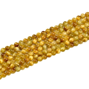 Fil de perles rondes en œil de tigre naturel de 6mm avec polissage lisse et effet œil de chat