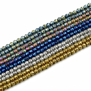 Cuentas de ágata facetadas de 8mm para joyería DIY en tonos oro, plata y azul