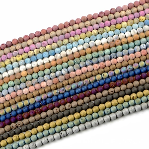 8mm Natural Stone Round Beads Frosted Electroplated Loose Beads For Jewelry Making DIY Handmade Bracelet Necklace Crafts