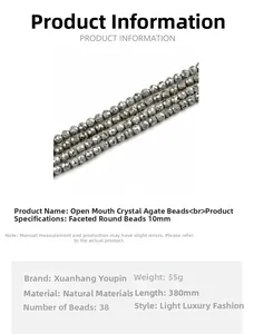 Detailed specs of 10mm druzy agate beads strand with weight and length measurements