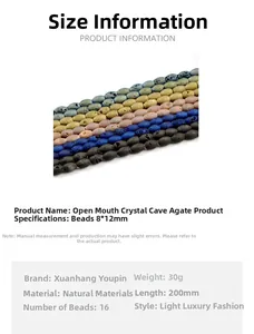 Λήψη macro από φυσικές χάντρες αχάτη druzy 8x12mm με πολύχρωμες ορυκτές υφές