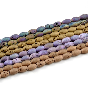 Oval druzy agate beads 8x12mm in various colors for DIY jewelry making and design