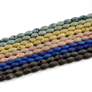 Oval druzy agate beads in five colors for DIY handmade jewelry and necklace making