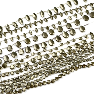 Natural Pyrite beads in faceted heart and water drop shapes for DIY jewelry making