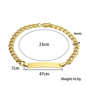 Vista dettagliata del bracciale ID in oro 6mm con dimensioni della piastra e peso