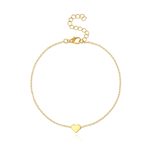 Detail view of gold heart pendant necklace with adjustable lobster clasp and chain