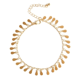 Elegant gold chain anklet featuring teardrop charms and adjustable lobster clasp closure