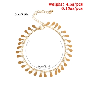 Women fashion golden waterdrop anklet with adjustable chain length and lobster clasp closure