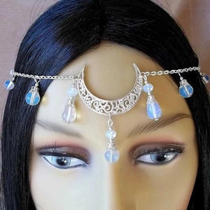 Chaîne de Tête Bohème Croissant de Lune en Alliage avec Pendentif Perle Artificielle Bijoux de Front Or Argent Accessoire Cheveux Femme