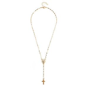 Vintage Virgin Mary Medallion Crucifix Pendant Y-Shaped Necklace For Women Alloy Religious Rosary Style Jewelry Gift