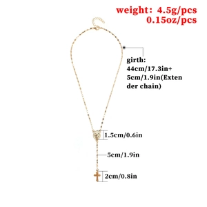Three-tone rosary necklace with Virgin Mary medal and cross pendant on white background