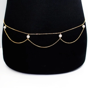 Schicke mehrlagige goldene Taillenkette mit Perlen für Damen Böhmischer Körperschmuck Zubehör