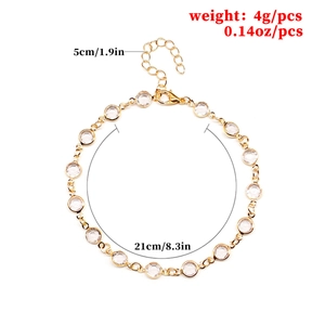 Tobillera minimalista de oro con cristales brillantes y cadena de tamaño ajustable