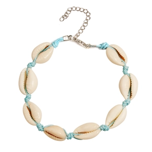 Boheemse Handgemaakte Gevlochten Schelp Enkelbandje Voor Vrouwen Gevlochten Koord Strand Voet Sieraden Met Verstelbare Ketting