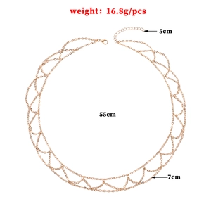 Gold multi-layer mesh metal body chain with wave grid design and lobster clasp closure