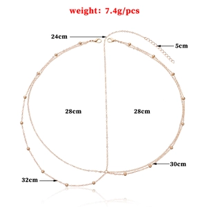 Rose gold multi-layered copper bead chain body accessory with adjustable length specs