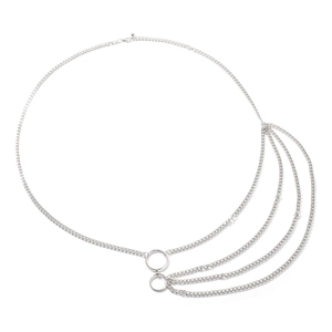 Ceinture de Taille Multicouche en Métal Punk Chaîne de Corps Sexy pour Femmes Plqué Or Argent Double Anneau Gland Bijou de Corps