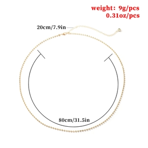 Sexy punk gold chain body jewelry with rhinestones waist belt for women 80+20cm