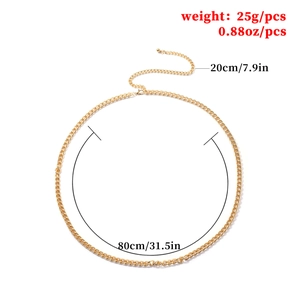 Chaîne de corps punk en métal doré pour femme avec extension réglable et longueur 80cm