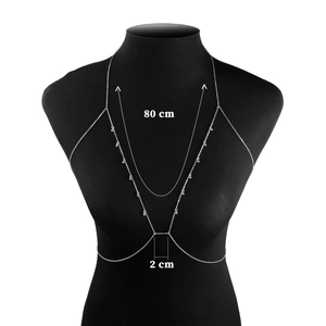 Cadena corporal plateada minimalista con cuentas y longitud de 80cm de diseño elegante