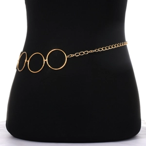 Chaîne de corps chic en métal doré pour femmes avec ceinture à larges anneaux de style punk