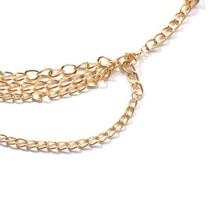 Punk style multi-layer gold metal body chain jewelry with polished oval links
