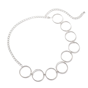 Chaîne de Taille Sexy en Métal Punk avec Anneaux Circulaires Ceinture à Maillons Ronds en Alliage Réglable pour Femme Fête Club Soirée