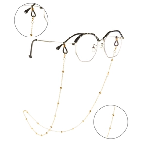 Cadena de metal dorado con cuentas para gafas y terminales de goma ajustables
