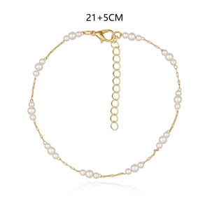 Minimalistisches Fußkettchen mit Perlen und Goldlegierung sowie verstellbarer Kette