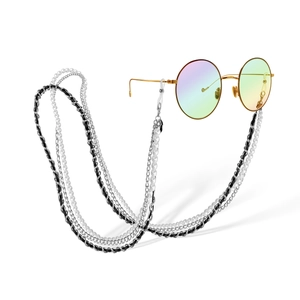 Multi Layer Faux Artificial Pearl Alloy Woven Leather Glasses Chain For Women Fashion Sunglasses Strap Neck Cord Eyewear Accessory