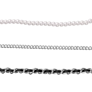 Three-layer multilayer pearl and silver metal chain accessory for fashion eyewear