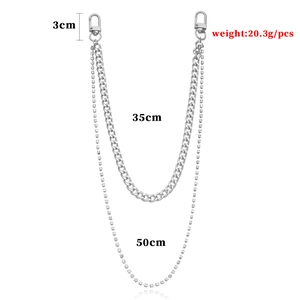 Double-layered silver alloy body chain with rhinestones and curb chain links