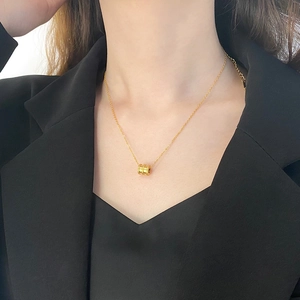 Mode Vrouwen 304 Roestvrij Staal Cilindrische Hanger Halsketting Verguld O-ketting Choker Luxe Sieraden Cadeau